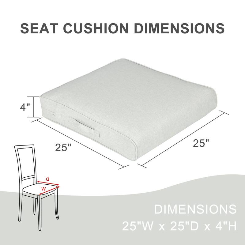 Aoodor Patio Chair Cushions Set of 2, Water Resistant Outdoor Seat Cushions with Handle and Ties, Square Corner Cushions