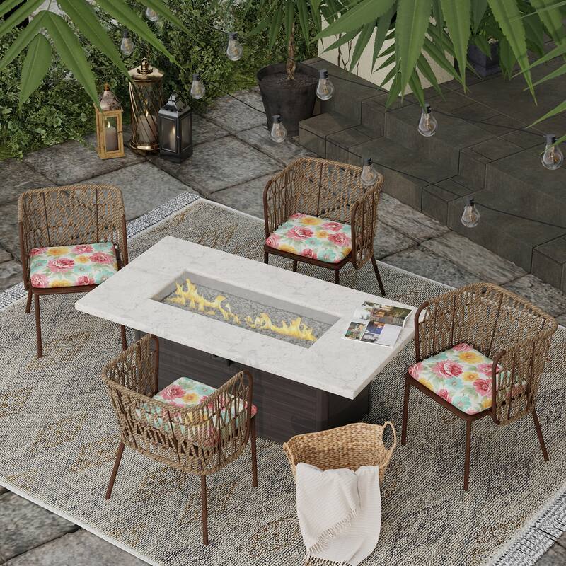 17" x 16" Outdoor Seat Cushion with Ties - Set of 2 - 15.5'' L x 17'' W x 2.50'' H - Muree Beach