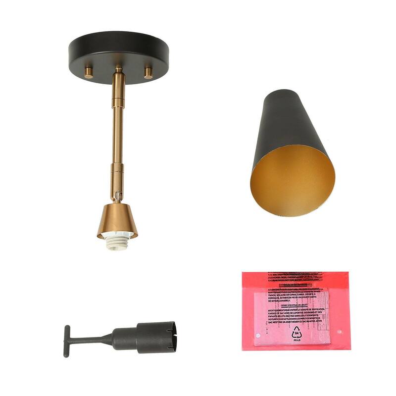 Modern Black Gold 1-Light Metal Wall Sconce Dimmable Bathroom Vanity Light - 4 " W × 14.5 " L × 9 " H