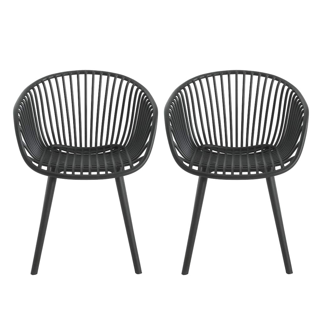 Black Outdoor Dining Chairs Set of 2 Patio Chairs, Reading Chair Accent Chair Reception Chair Side Chair