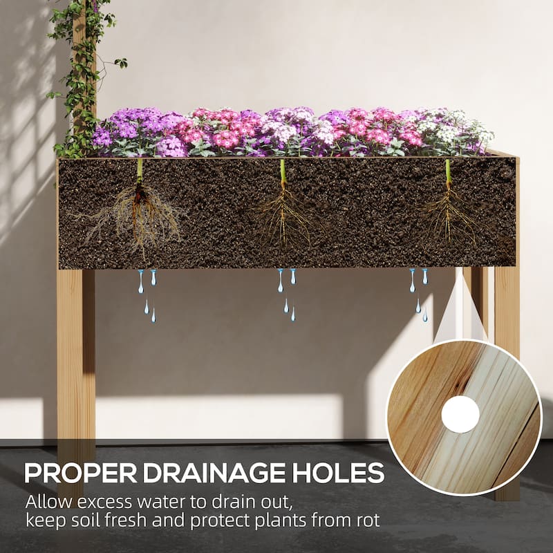 Countryside Style Garden Bed with Drainage Holes Strainer and Legs, for Climbing Plants Vegetables Flowers Herbs - 8' x 10'