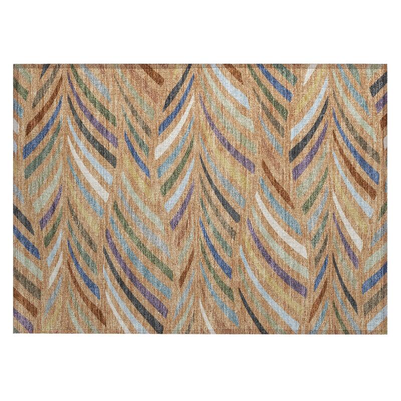 Machine Washable Indoor/ Outdoor Modern Feather Chantille Rug