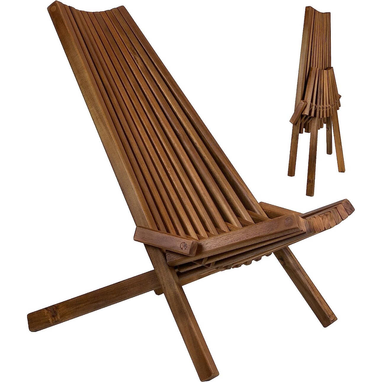 Folding Wooden Outdoor Chair Stylish Low Profile Acacia Wood