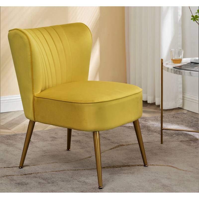 Us Pride Furniture Sauter 23.2" Wide Mid-Century Modern Microfiber Accent Chair - Yellow