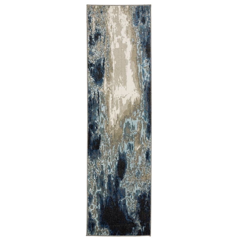 Vista Home Vance Contemporary Abstract Blue Area Rug - 2'3" X 7'6" - Runner/Rectangle