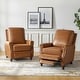 preview thumbnail 33 of 57, Cigar Mid-century Modern Genuine Leather Recliner with Solid Wood Legs and Nailhead Trim Set of 2 by HULALA HOME CAMEL