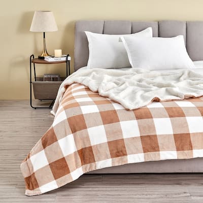 Linery & Co. Velvet Plush Reversible Sherpa Throw Blanket