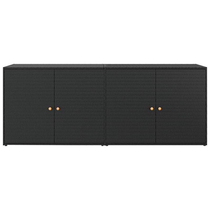Elix Outdoor Storage Cabinet Chest, 78 Inch Wide Black Rattan, Brown