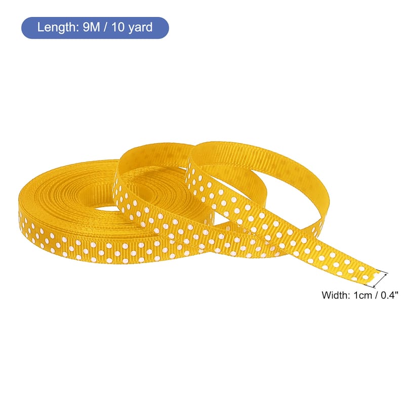 Grosgrain Ribbons with White Dots Ribbon Bow Decoration - Orange Yellow - 10 Yardx0.4 Inch