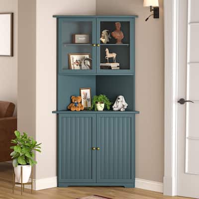 VEIKOUS 71 "Tall Corner Cabinet Storage with Doors and Adjustable Shelves