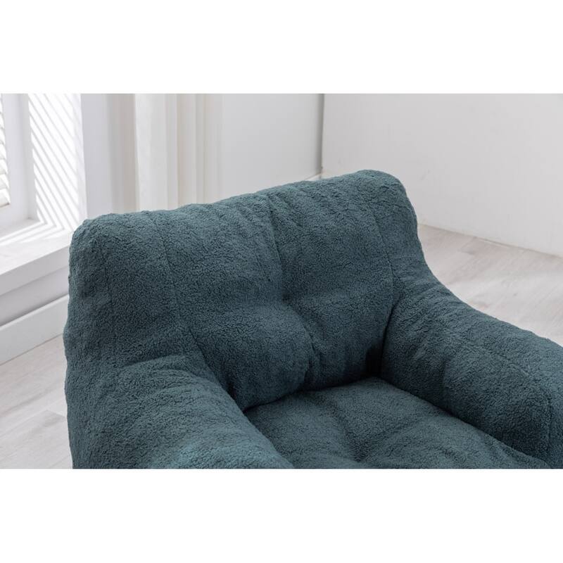 Soft Tufted Foam Bean Bag Chair With Teddy Fabric