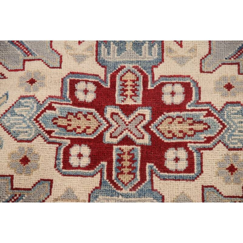Gray Kazak Area Rug Handmade Wool Carpet - 5'8" x 7'10"