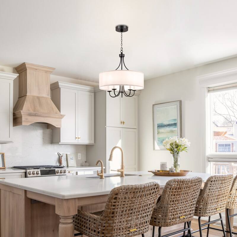Modern Drum Light Chandelier Industrial Dining Room Light Fixtures