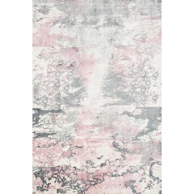Hand Knotted Oriental Viscose Silk Carpet Modern Pictorial Multi-Colored Abstract Area Rug - 7' 2'' X 5' 4''