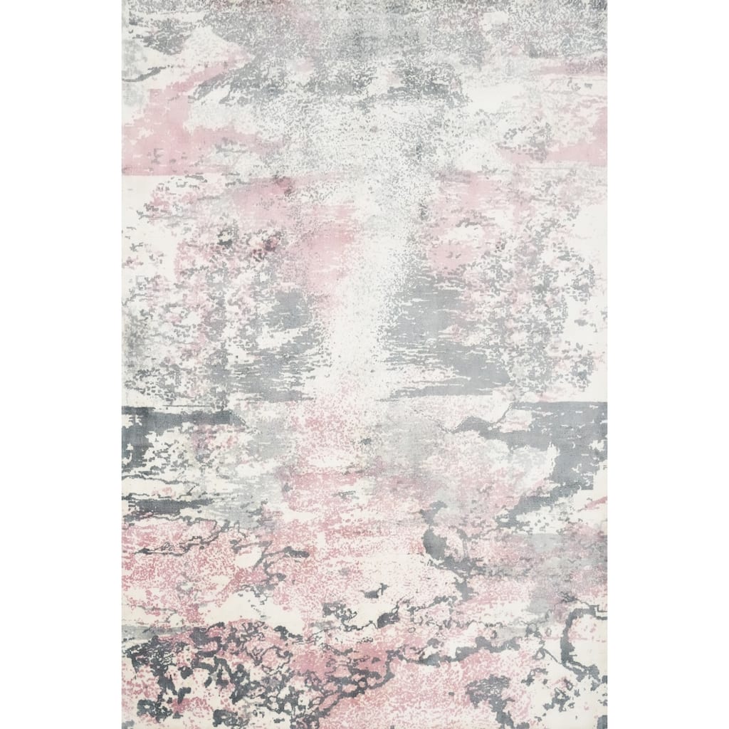Hand Knotted Oriental Viscose Silk Carpet Modern Pictorial Multi-Colored Abstract Area Rug - 7' 2'' X 5' 4''