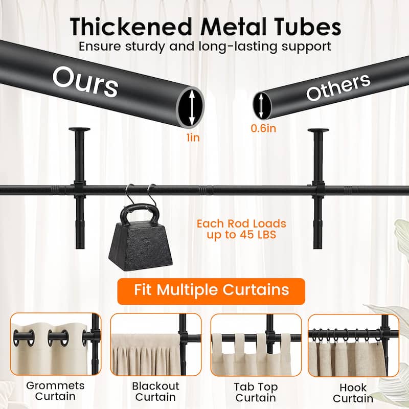 Gymax 4-10 ft (H) 28-142'' (W) Adjustable Floor to Ceiling Tension Rod