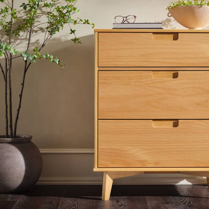 Middlebrook Mid-Century Solid Pine 3-Drawer Storage Chest