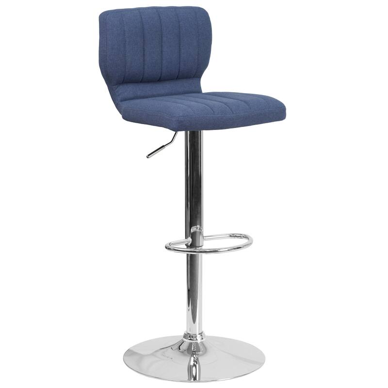 Contemporary Chrome Adjustable Bar Stool - 16.5"W x 19"D x 34.5" - 43"H