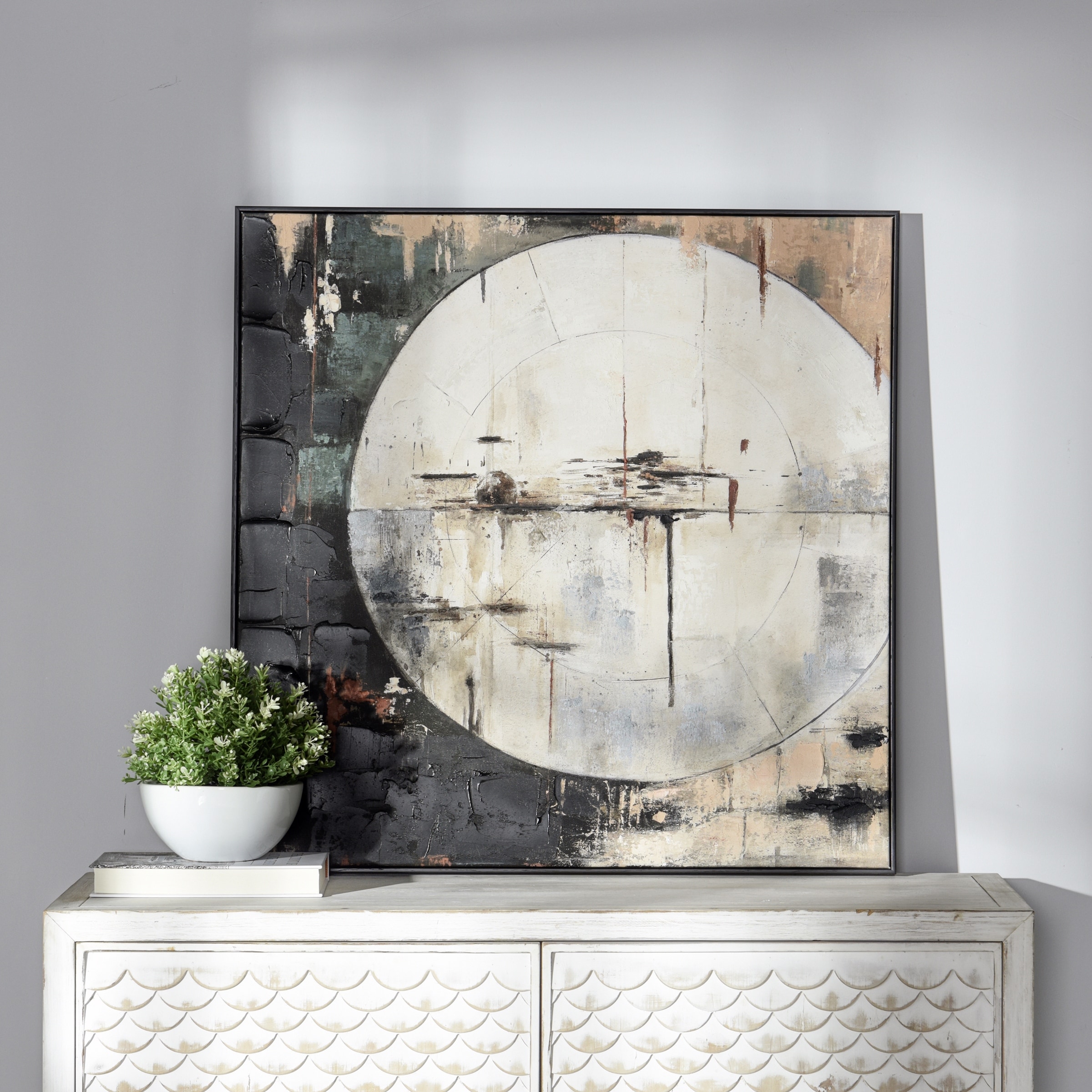 StyleCraft Moon Movement I - Hand Embellished Framed Canvas Wall Art