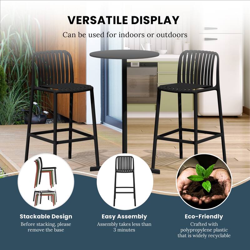Frond and Form 29.5 Inch Outdoor Bar Stool (Set of 2)