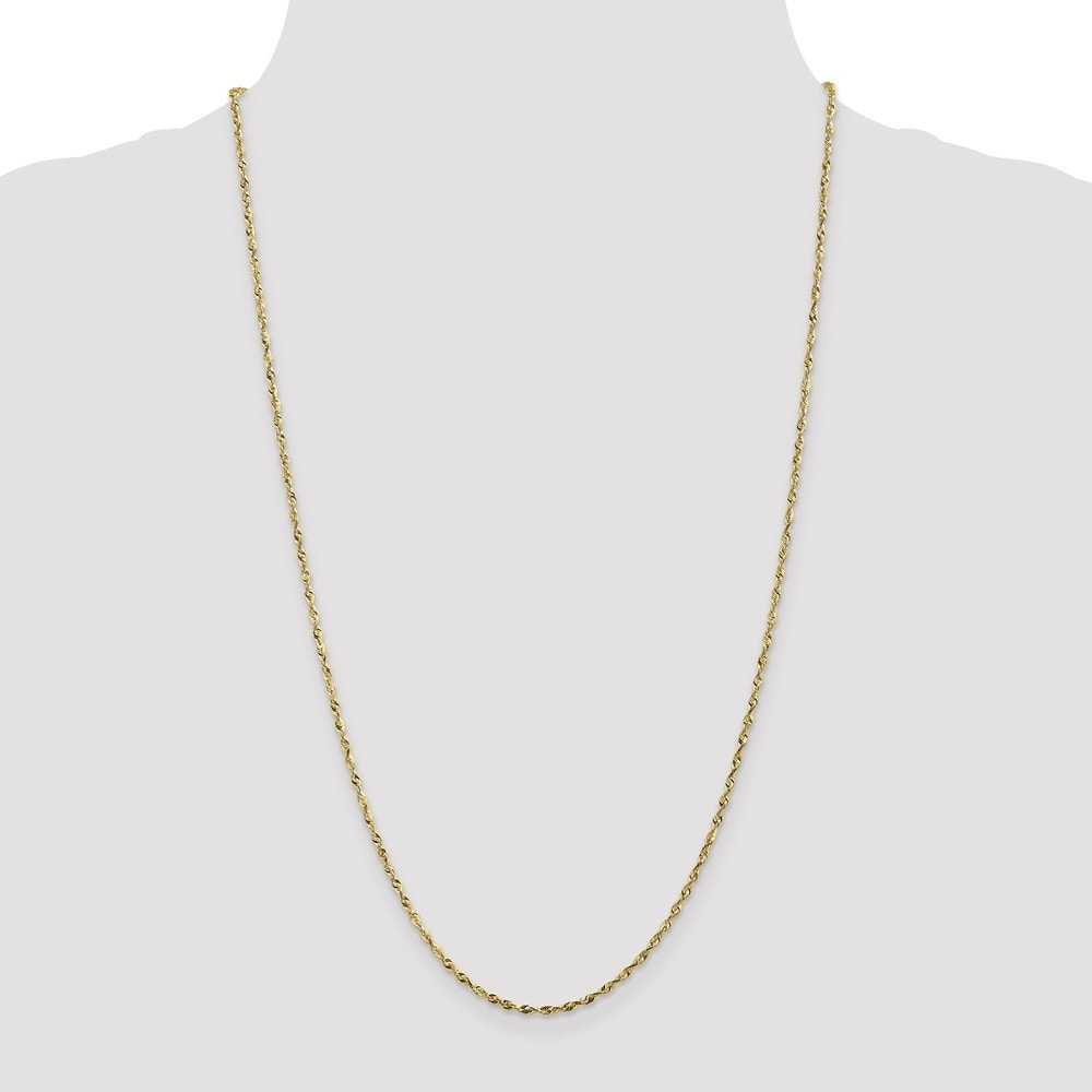 10k Yellow Gold 1.8mm Diamond Cut Extra-Lite Rope Chain Necklace Lobster Clasp 30inch 