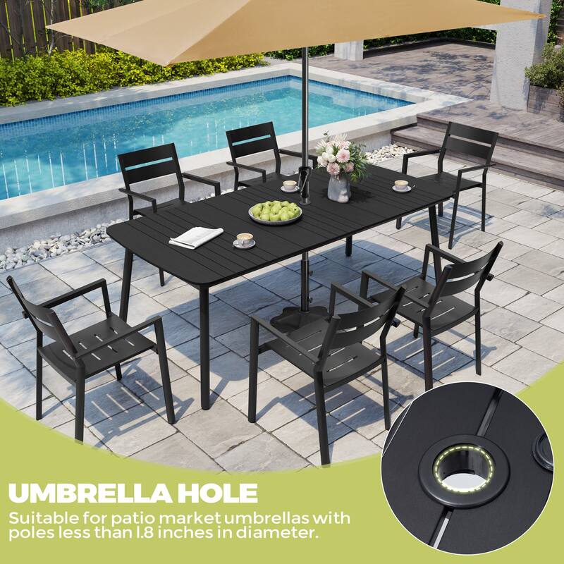 Pellebant Patio Dining Table Rectangular Aluminum Outdoor Table