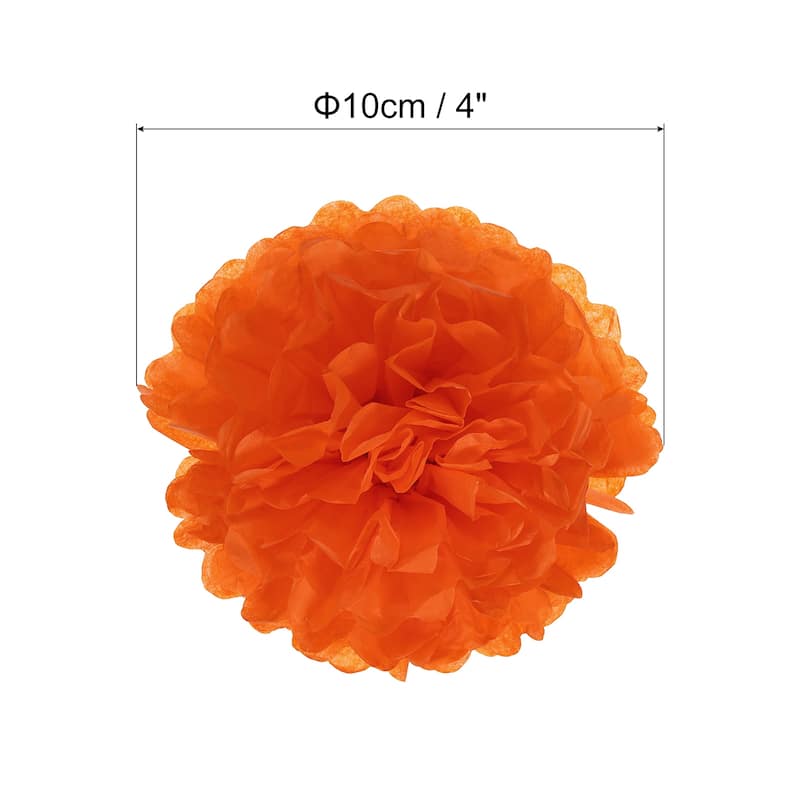 20Pcs Tissue Pom Poms Paper Flowers Ball Party Wedding Decor - Orange Red - 4"