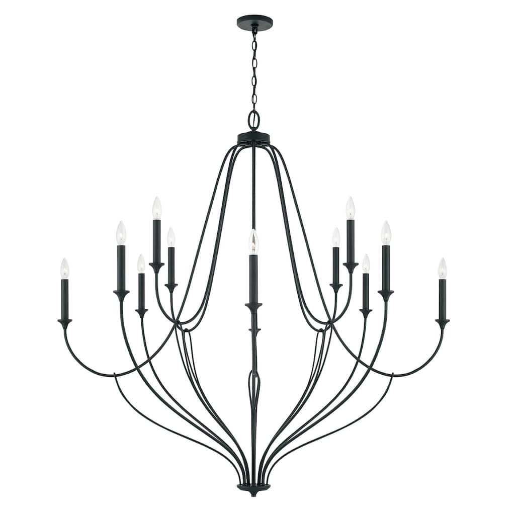 Bentley 52" 12-light Black Iron Grand Chandelier