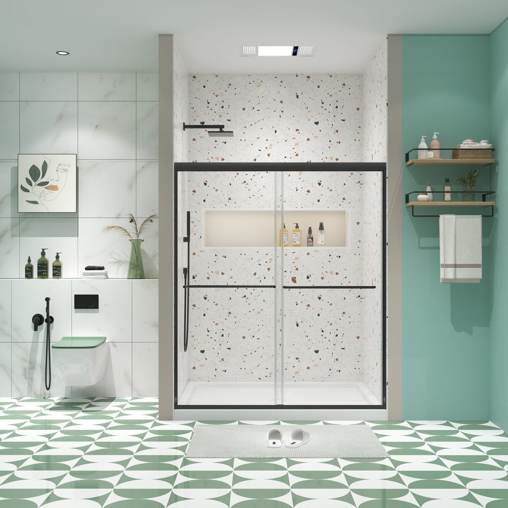 Framed Double Sliding Shower Doors with Stainless Steel Handle