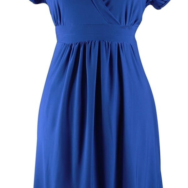 Solid Retro Skater Babydoll V Neck Cap Sleeve Short Mini Dress