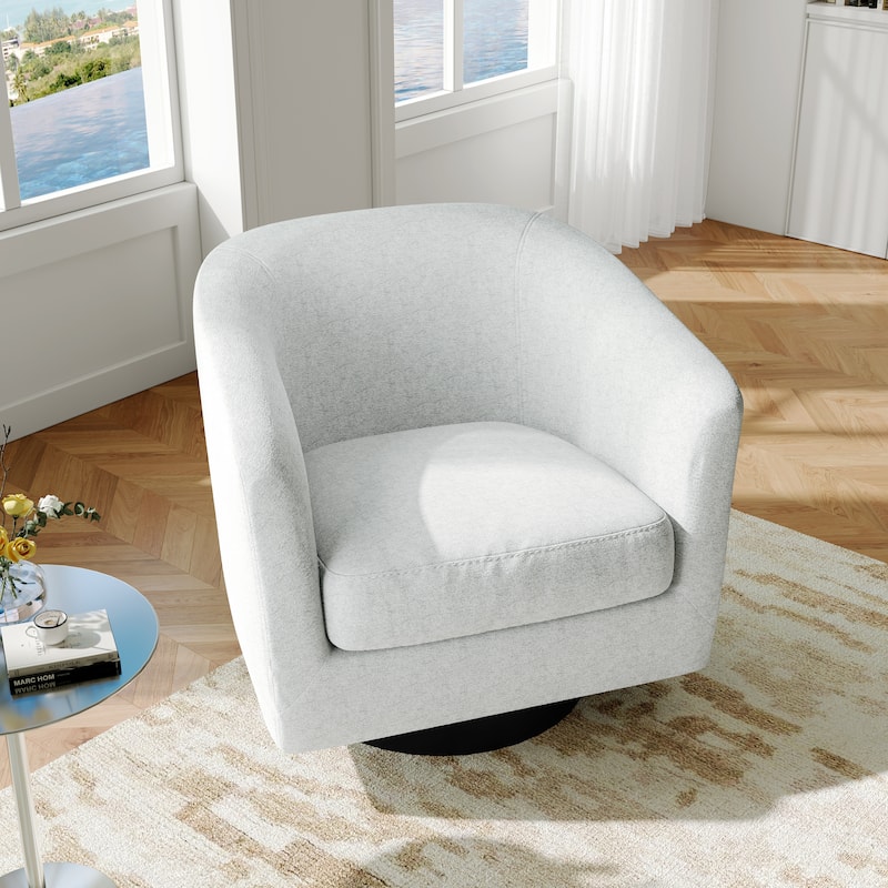 Modern Soft Upholstered Chenille Swivel Barrel Chair