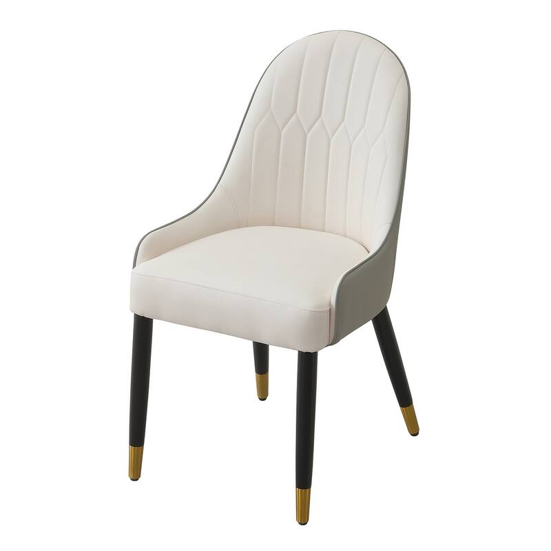 Dining Chairs Set of 2, High Back Upholstered Dining Side Chair, Faux Leather Chair with Sturdy Thickened Metal Legs