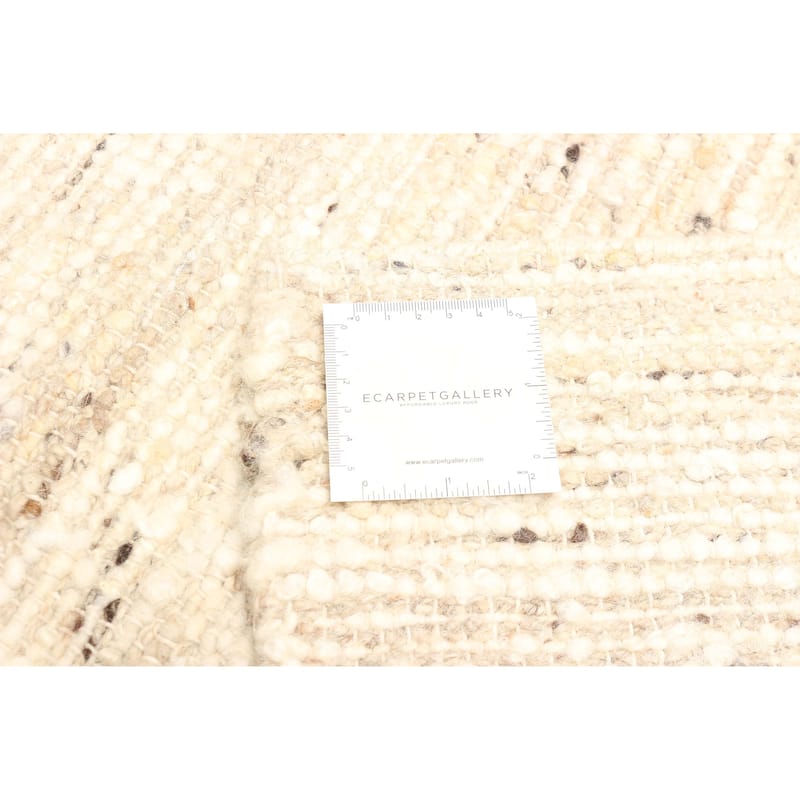 ECARPETGALLERY Braid weave Sienna Beige, Cream Wool Rug - 5'0 x 7'11