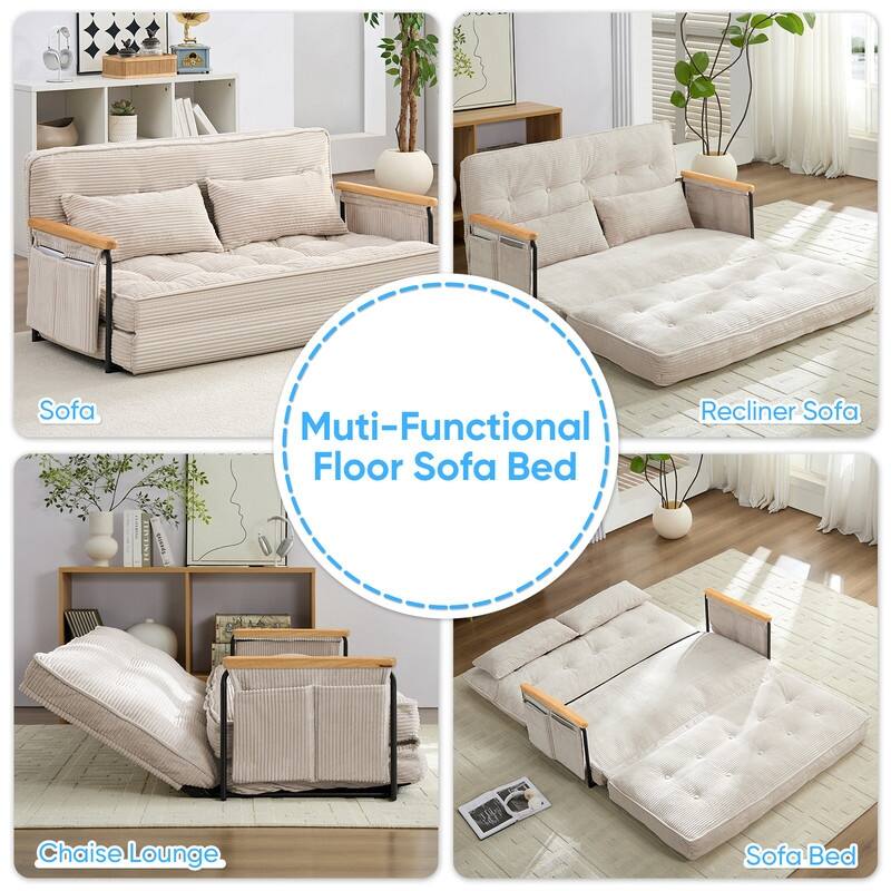 Mixoy Muti-Functional Folding Floor Sofa Bed,3-Seater,2-Seater,1-Seater Lazy Futon Sofa with 6 Position Adjustable Backrest