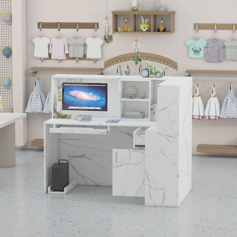 FUFU&GAGA 3 Drawers L-shaped executive desk For Home and Office - Marble