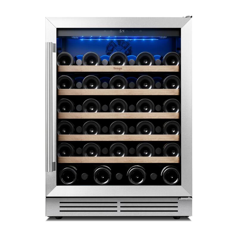 Yeego 23.4 in.52-Bottle Single Zone Wine Cooler Refrigerator Fridge with Built-In/Freestanding Design - Right Handle
