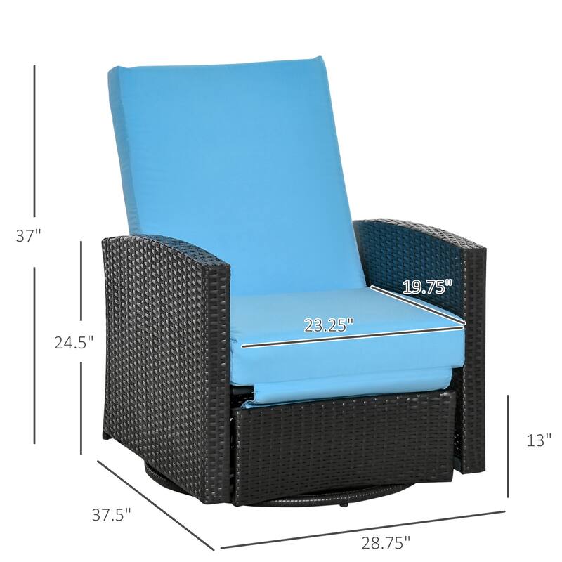 Outsunny Outdoor Wicker Swivel Recliner Chair (Excluding the table)