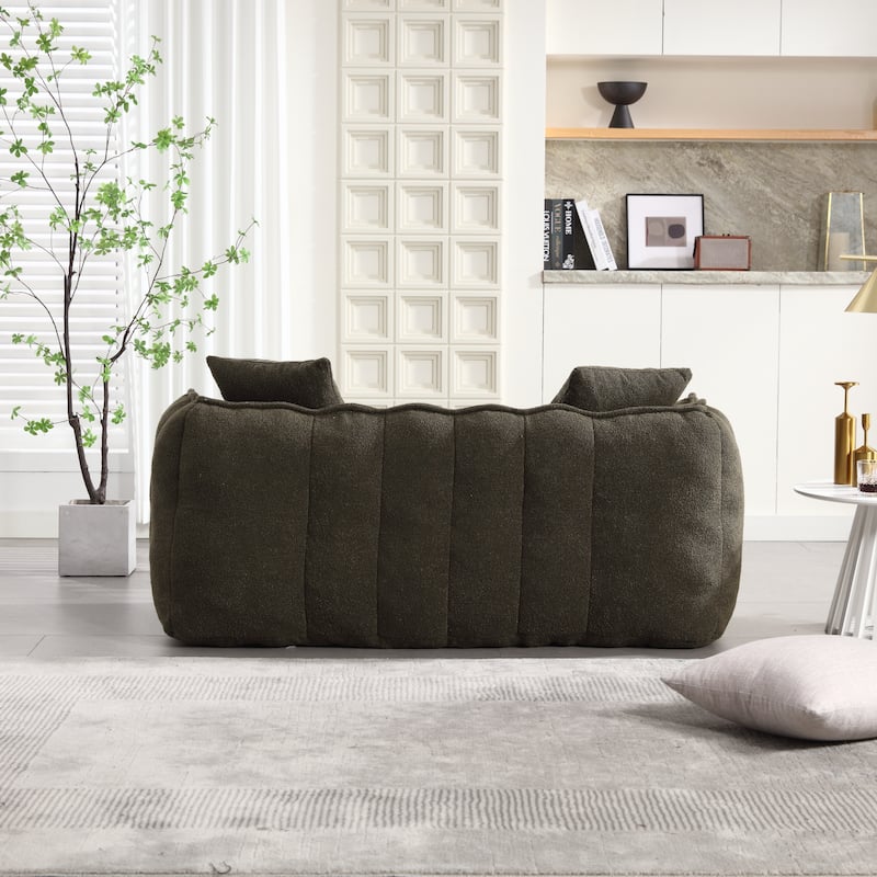 Beanbag Chair With High Resilience Foam Core For Two People. The Comfortable Square Recliner Sofa Is Ideal For Family Members
