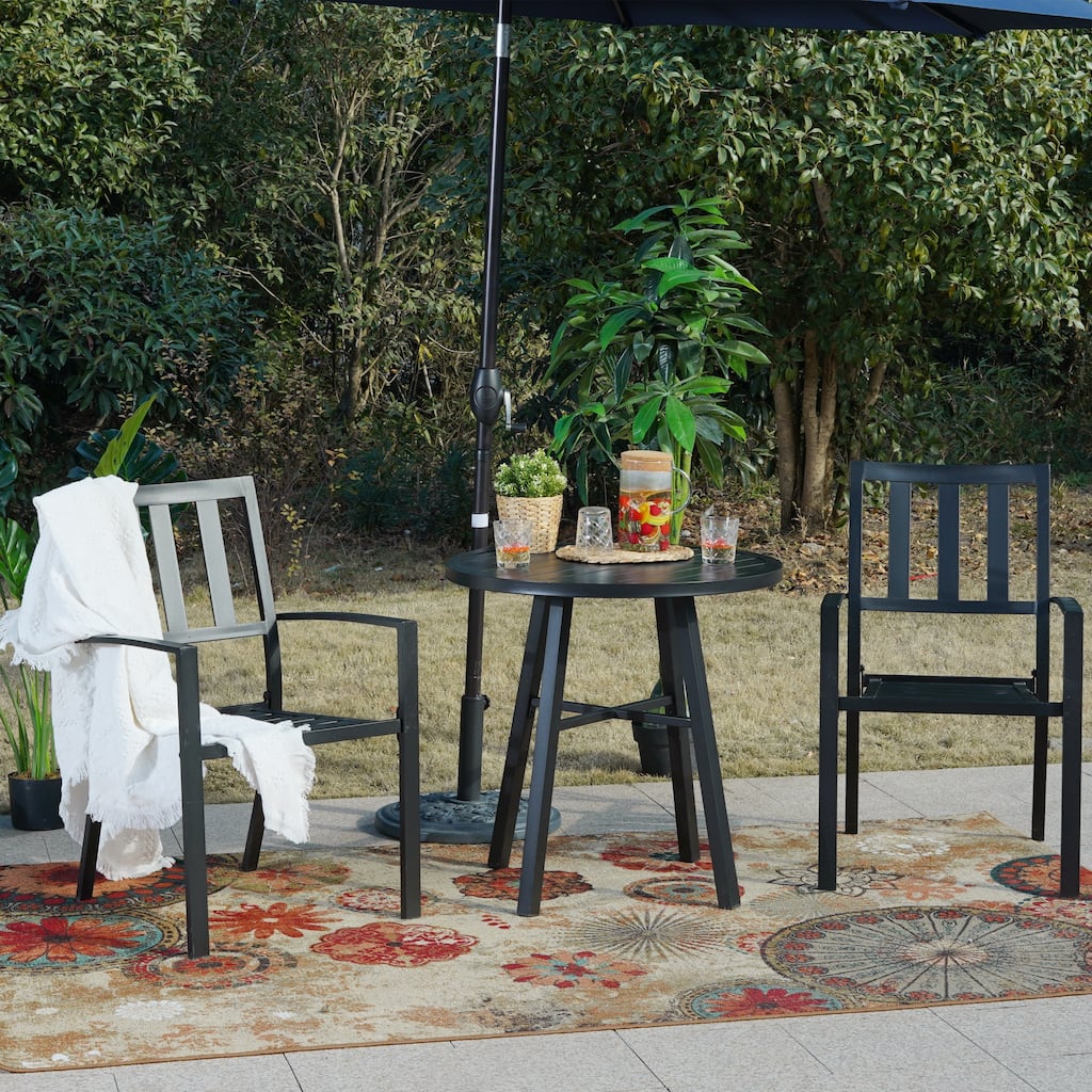 MAISON ARTS Patio Bistro Set 3 Piece Stackable Chairs