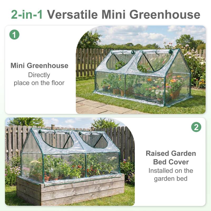 Aoodor 4 ft. x 2 ft. x 2 ft. Mini Greenhouse 2 Zipper Doors