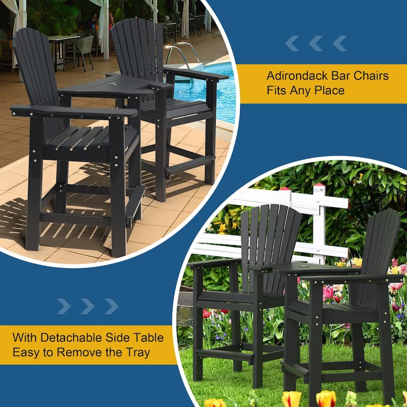 Modern Outdoor Bar Stools Set of 2 or 4 - with Ergonomic Adirondack Design, Durable HDPE Construction & Weather-Resistant