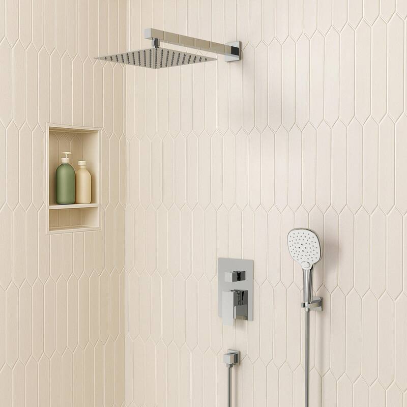High-Pressure Rain Shower System, Shower Faucet Set 10" Rainfall Shower Head with 3-Function Handheld Spray
