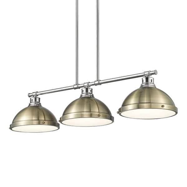 slide 2 of 3, Yep by Golden Lighting Duncan 3-light Island Light in Chrome and Aged Brass shade