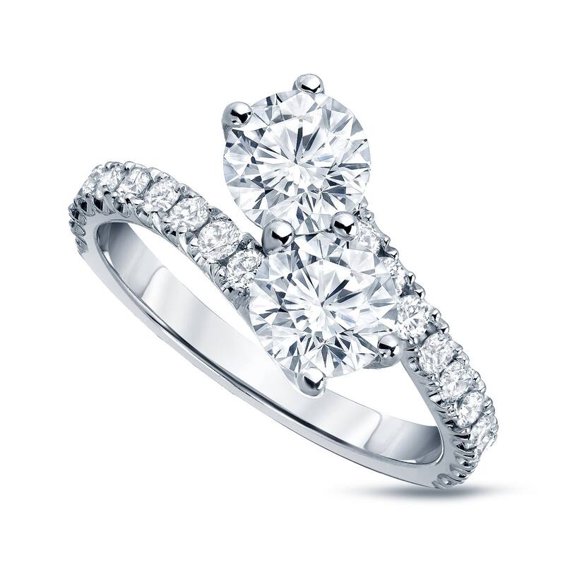 Auriya 14k Gold 2ctw Round 2-Stone Diamond Engagement Ring - White - 4