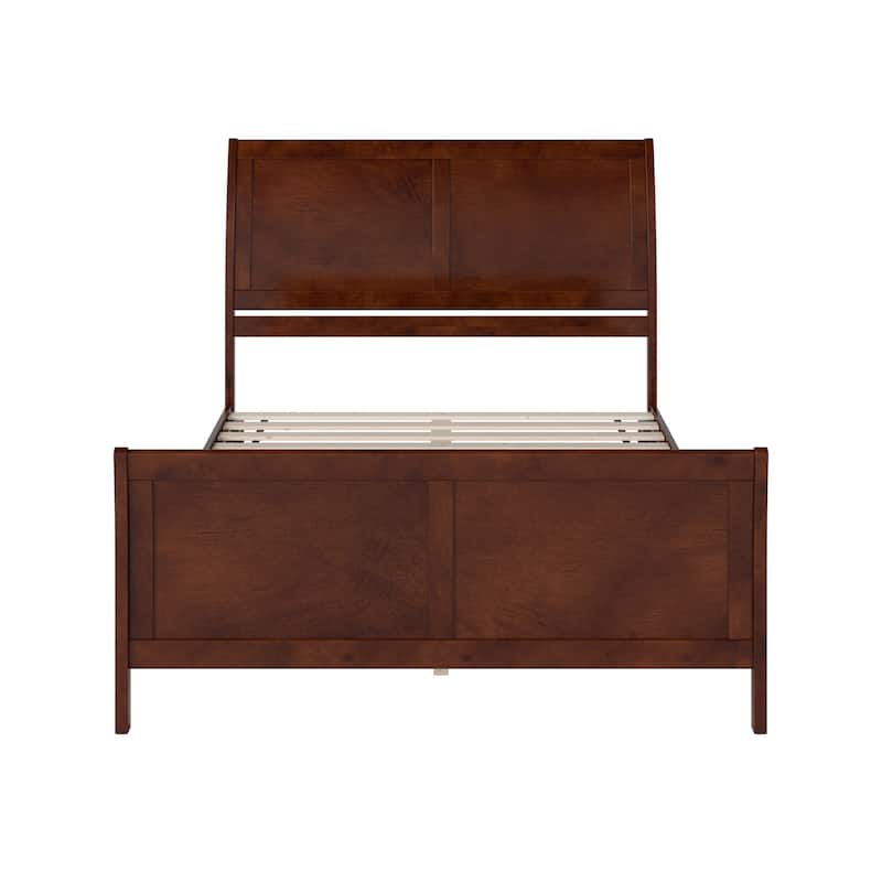 Valencia Solid Wood Low Profile Sleigh Platform Bed with Matching Footboard