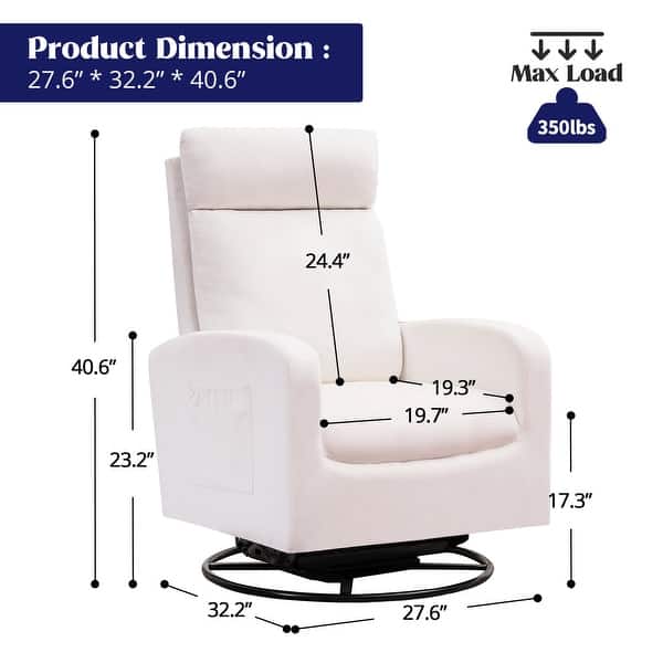 dimension image slide 2 of 3, HOMYKA Swivel Glider Rocker Accent Chair for Nursery with Side Pocket Set of 2