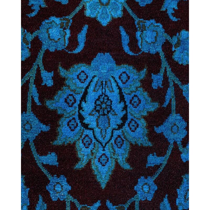 Overton Hand Knotted Wool Vintage Inspired Modern Contemporary Overdyed Black Area Rug - 8' 1" x 10' 1"
