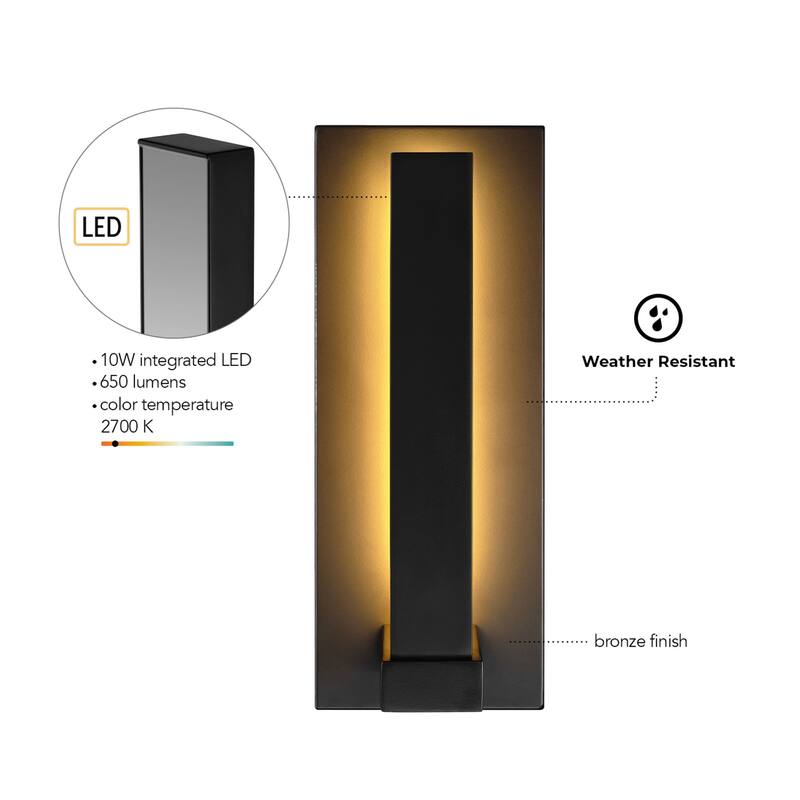 Globe Electric 91010345 12" Tall LED Outdoor Wall Sconce