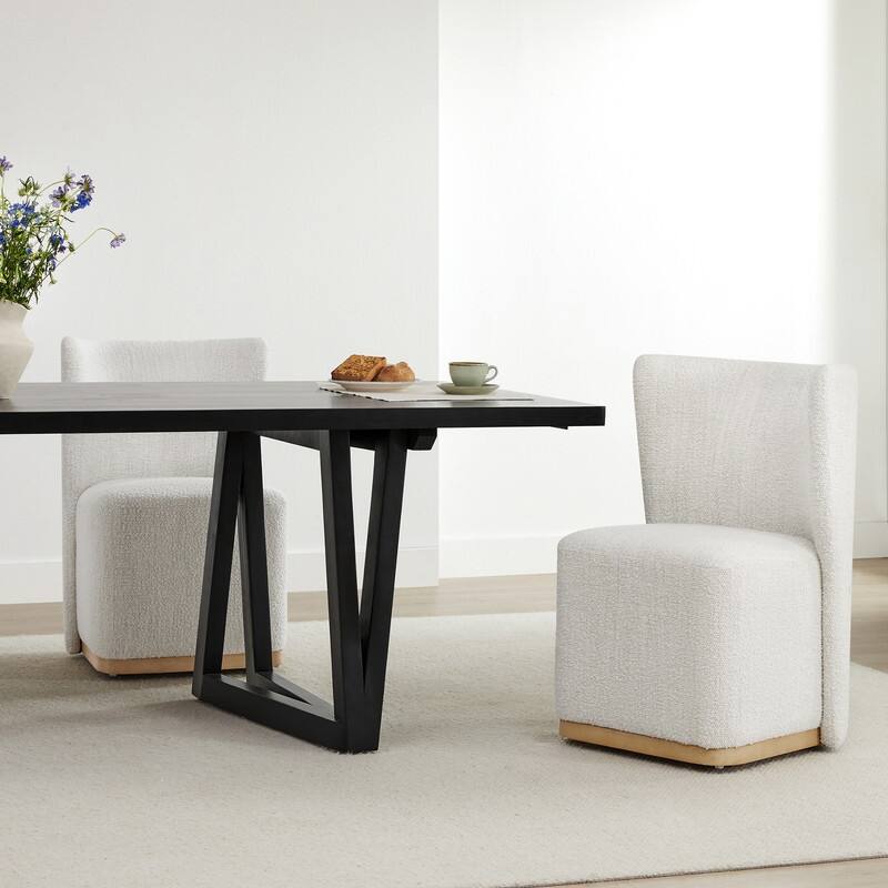 Spruce & Spring Kevin Modern Wingback Dining Chairs with Casters&Wood Base Set of 2 - Set of 2