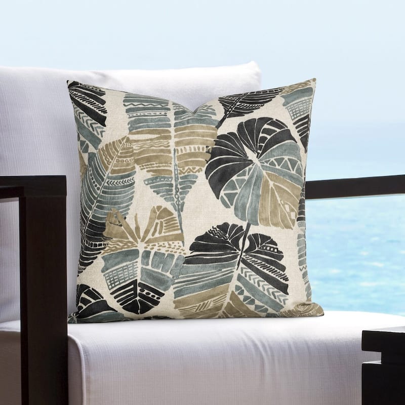 Siscovers Royal Fern Solarium Indoor/Outdoor Throw Pillow - 16" x 16" - Stone